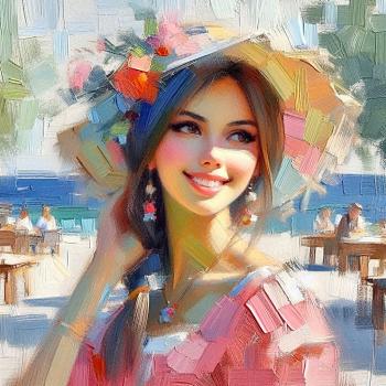 A smiling girl by the seaside